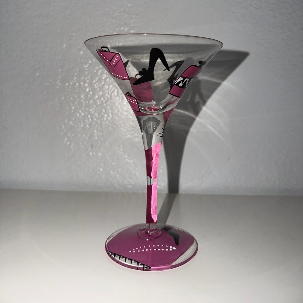 Lolita Pink and Black Martini Glass